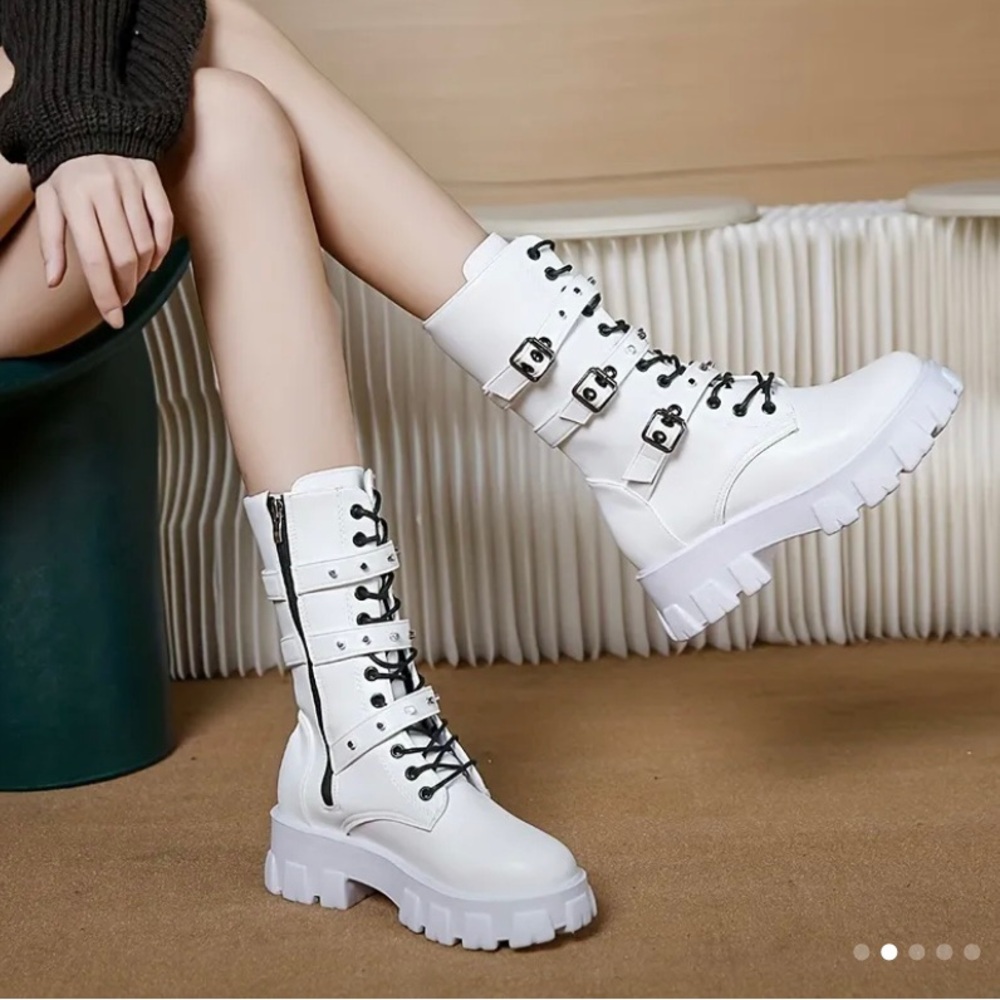 White combat boots